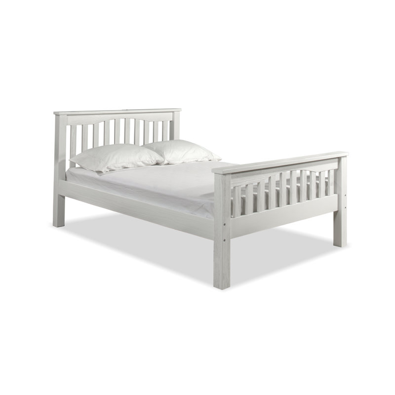 Lit standard en bois massif Mateo, Double, Blanc
