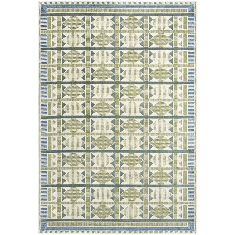 Maridee Green Blue Modern Indoor Rug, Rectangle 5' x 7'