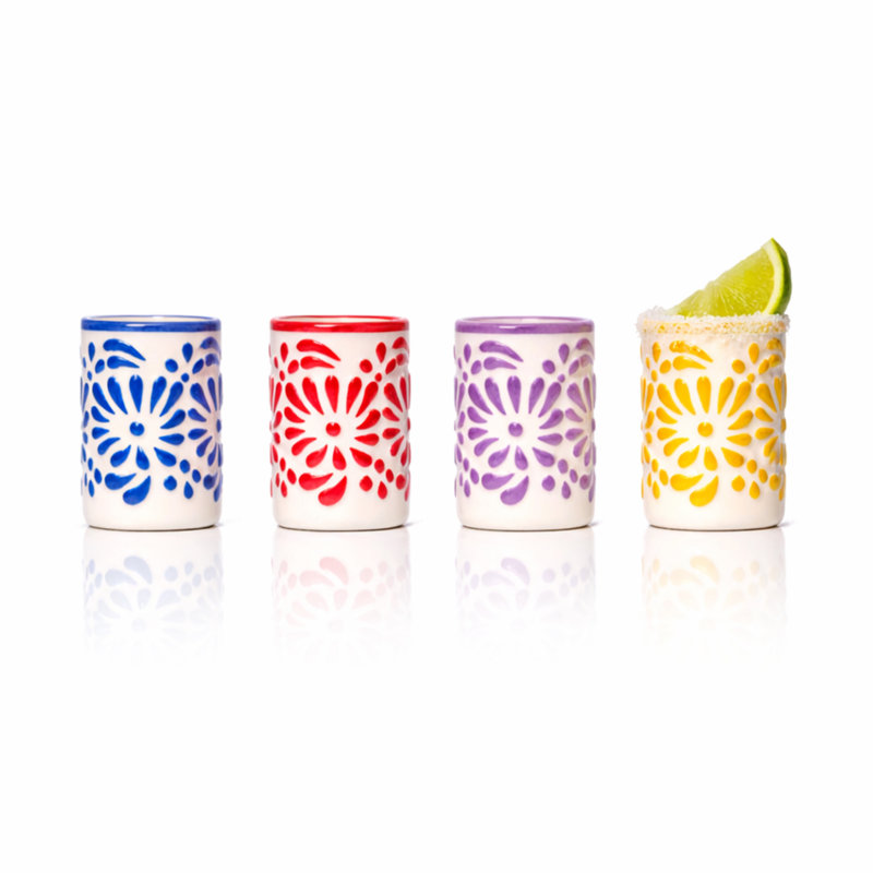 Tiki Blossom Ceramic Shot Glasses 3oz