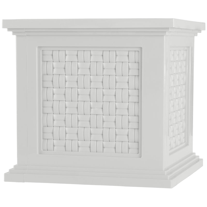Pure Garden 14.65in Faux Rattan Planter Box, White, White