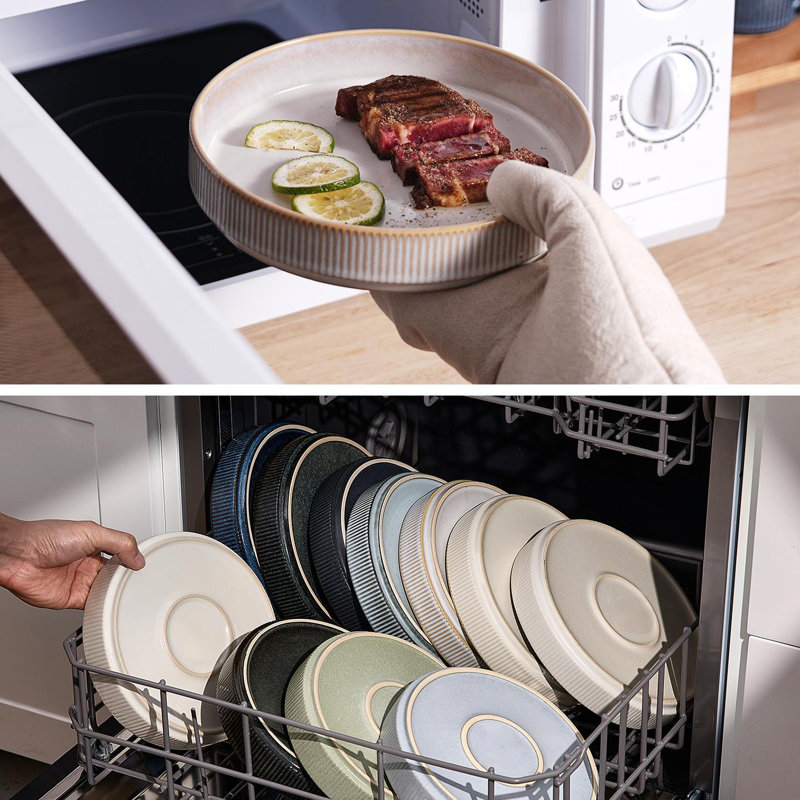Grand bol à pâtes en grès de 8,1 po Azal (ensemble de 4), Blanc cappuccino