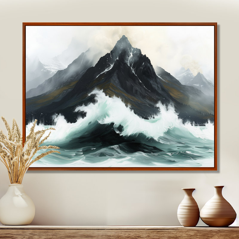 Décoration murale tempêtes de montagne orageuse II - paysage de montagnes, Cadre flottant brun, H 30 po x l 40 po x P 1,5 po