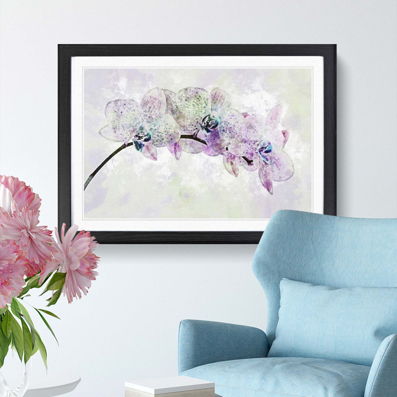 Colourful Orchids in Abstract - Picture Frame Graphic Art Print, Black Framed, 48cm H x 65cm W x 2cm D