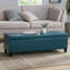 Pouf de rangement en similicuir, repose-pieds rembourrés rectangulaires, banc, table basse, coffre de salon, bleu sarcelle