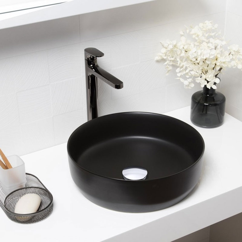 Brayden Studio Senoia 360mm L x 360mm W Matte Black Ceramic Circular Sink