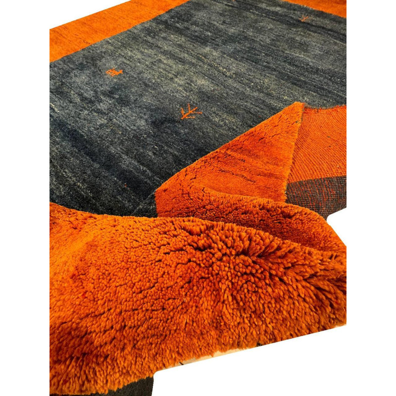 Canvello Handmade Blue Genuine Gabbeh Rug - 6'4" X 9'6"