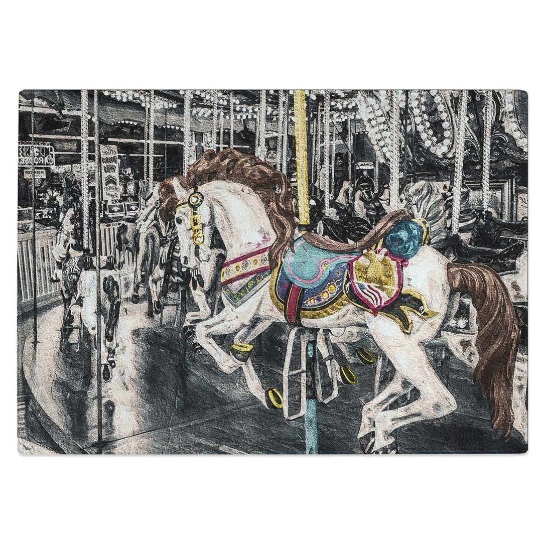 Tempered Glass Carousel Horse Chopping Board