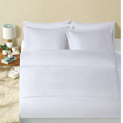 Luxury White Cotton Bedding Sets, Embroidered Sateen Comforter For Home