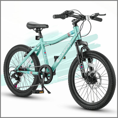 20 Inch Kids' Bike, Boys Girls Mountain Bike Ages 6-12, 7 Speed Teenager Children Kids' Bicycles, Front Suspension Disc Brake Rear V-Brake, High Steel Frame