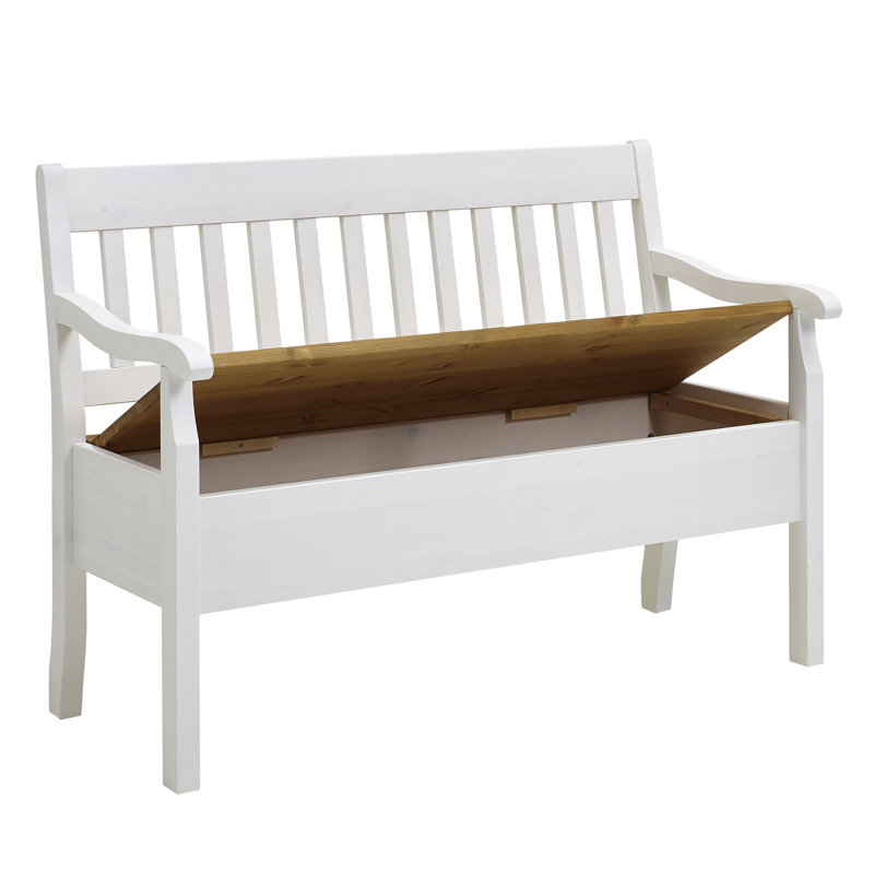Upholstered Bench with Flip Top, 93cm H x 130.9cm W x 46cm D, White/Brown