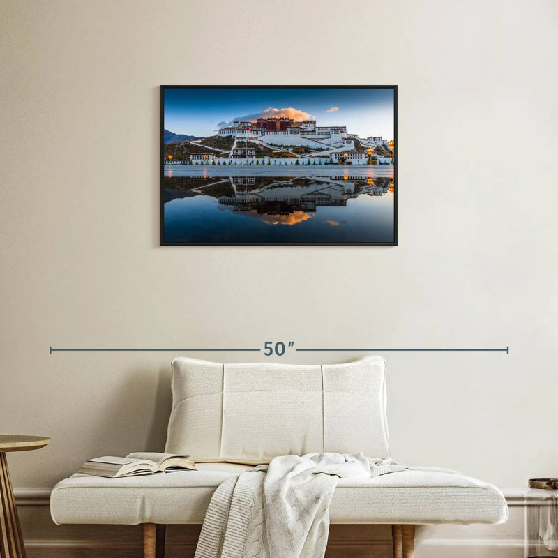 Palais du Pocala au Tibet, Cadre flottant noir, 31 po x 21 po