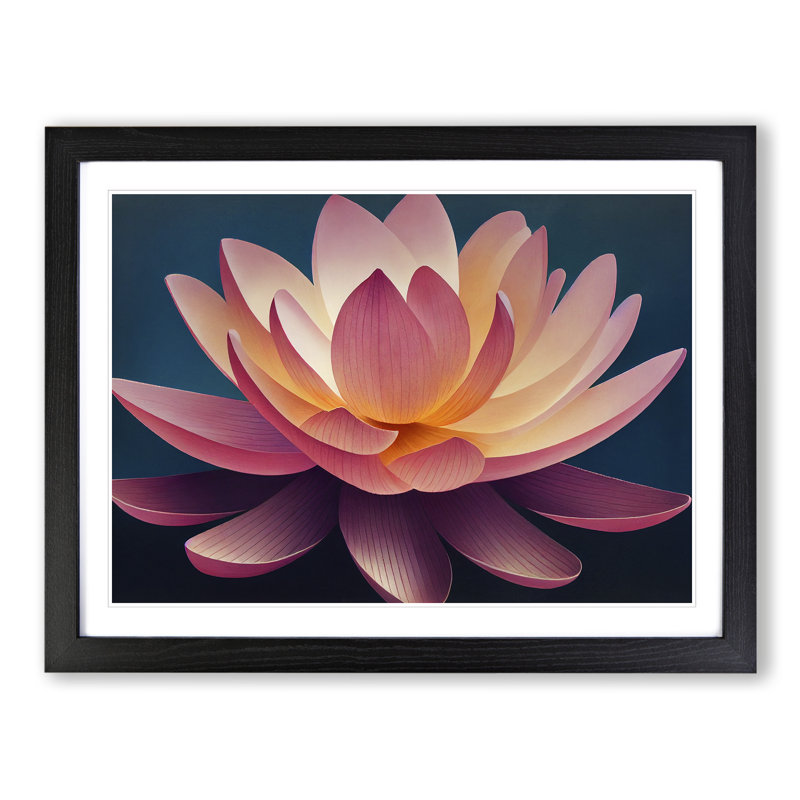 Pure Lotus Flower 1 Piece Single Picture Frame Wall Art, 46cm H x 64cm W x 2cm D, Black