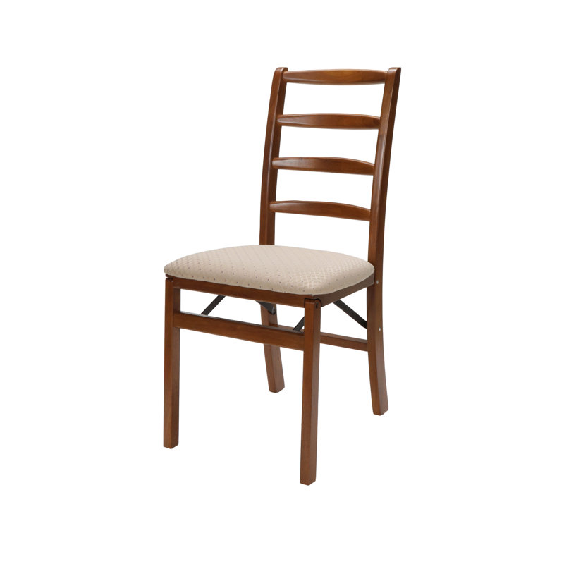 Stakmore Shaker Ladder Back Folding Chair, Fruitwood Frame with Blush Fabric, Fruitwood