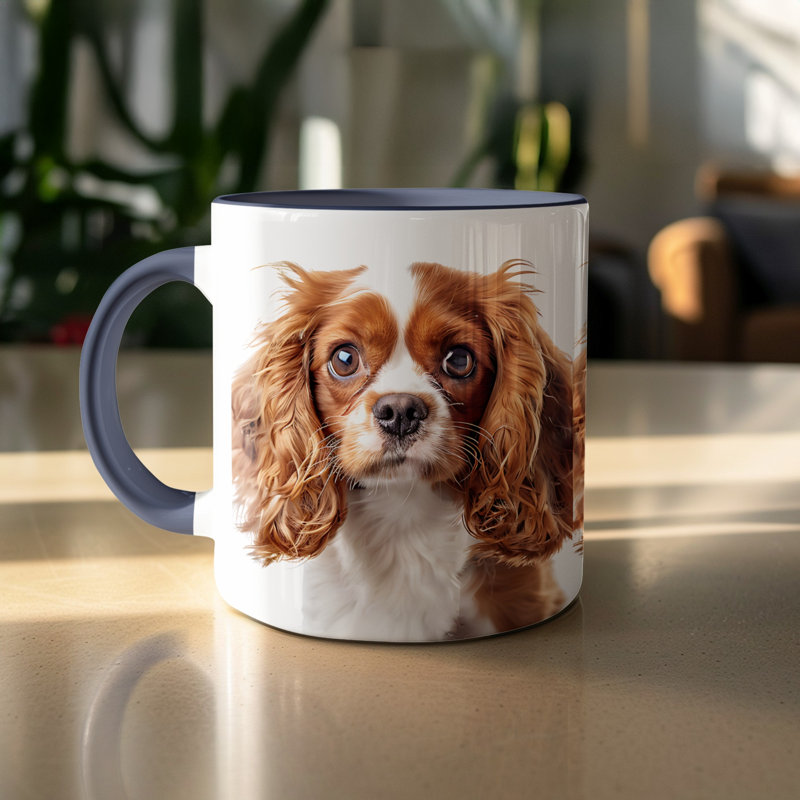 Adorable Three Pugs Watercolor Design 11oz Coffee Mug, 3, Navy