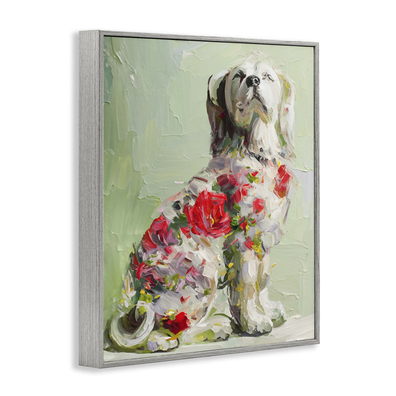 «Floral Daubed Dog», estampe numérique, conception par Lil 'Rue, H 14 po x l 11 po, Estampe numérique Farmhouse