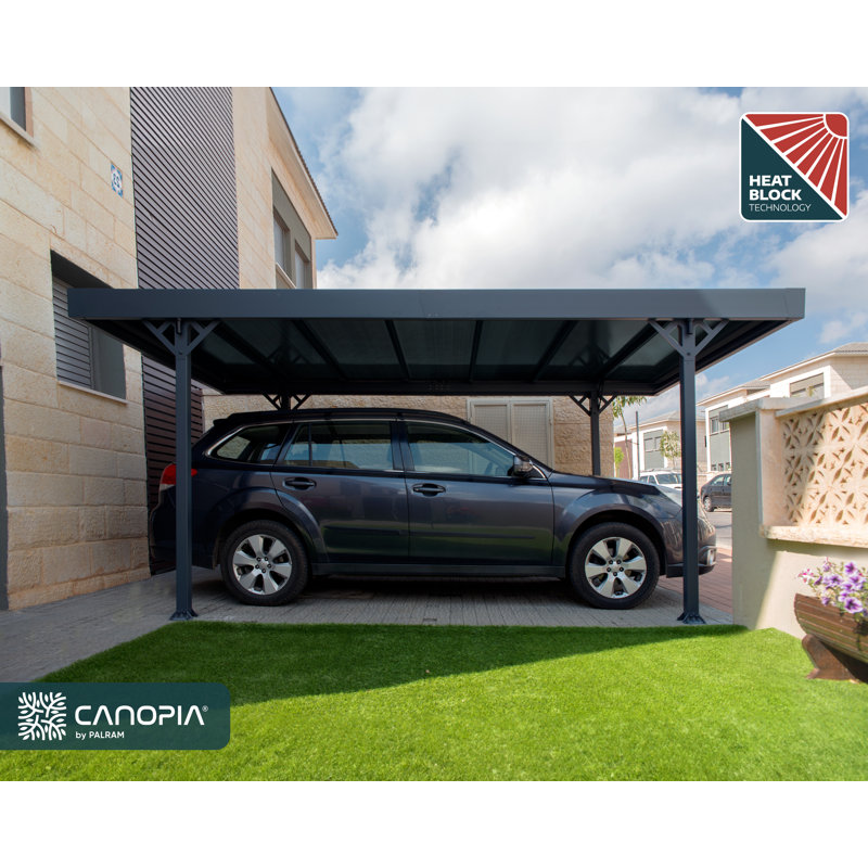 Gray 10' x 16' Aluminum and Polycarbonate Carport Kit