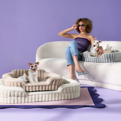 Lesure Cute Dog Beds, Orthopedic Waterproof Pet Bed with Sides, High Back Non-Slip Bottom and Egg-Crate Foam Pet Couch Sofa with Washable Removable Cover