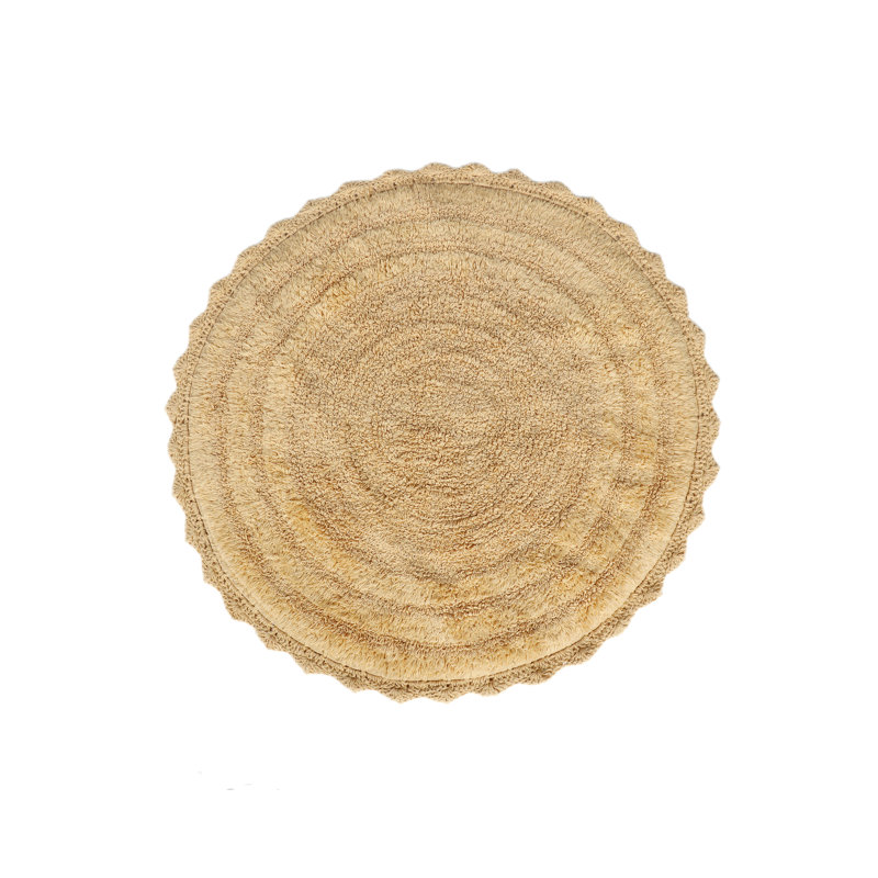 100% Cotton Non-Slip Bath Rug, Beige