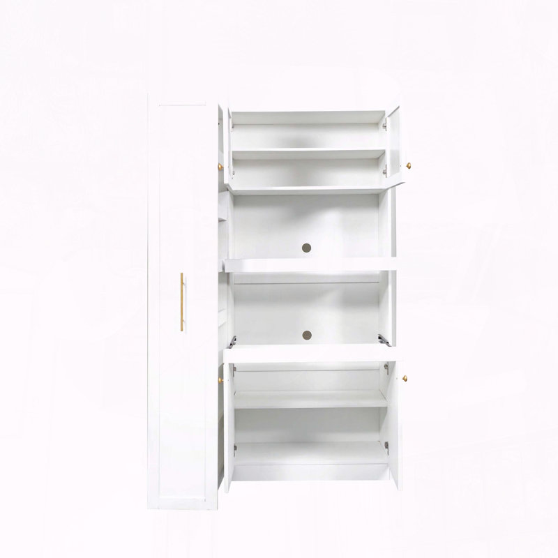 Armoire de rangement Farmhouse avec tablettes coulissantes à plusieurs niveaux