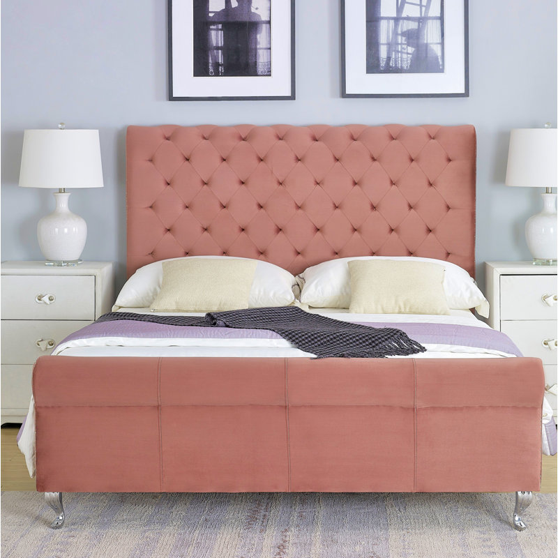 Manaf Upholstered Standard Bed, Rose, Queen
