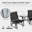 Wantagh Outdoor Double Glider Rocking Chairs with Glass Top Table Black