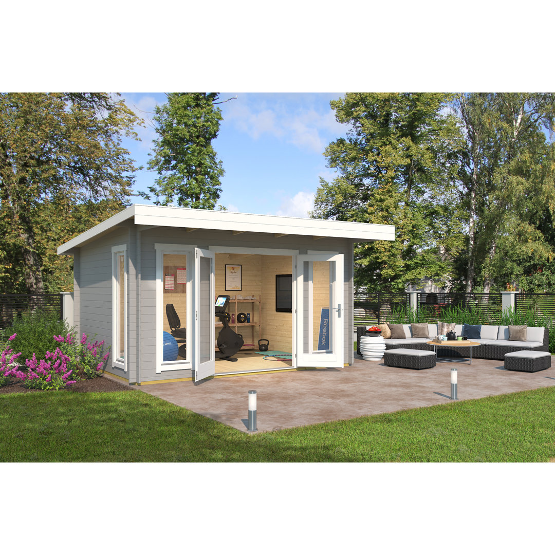 Lasita Banbury 13.5 x 10 Ft. Pent Roof Log Cabin With Single Glazing (28mm)