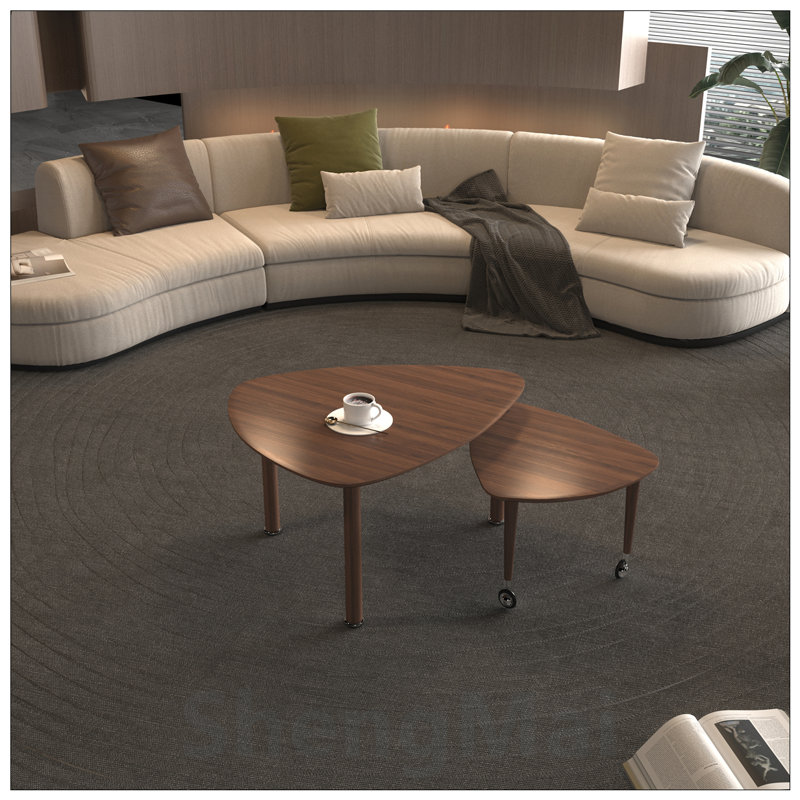 Table basse rotative moderne à 360 degrés avec pieds en bois massif, facile à assembler, parfaite pour le salon et les petits espaces