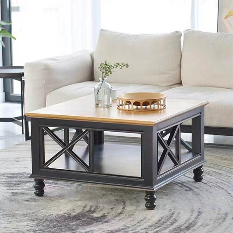 Table basse minimaliste de style américain, H 18,9 po x l 35,43 po x P 35,43 po