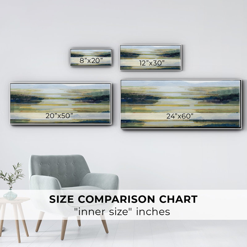 Lime Strata I- Framed Canvas, 20" H x 50" W