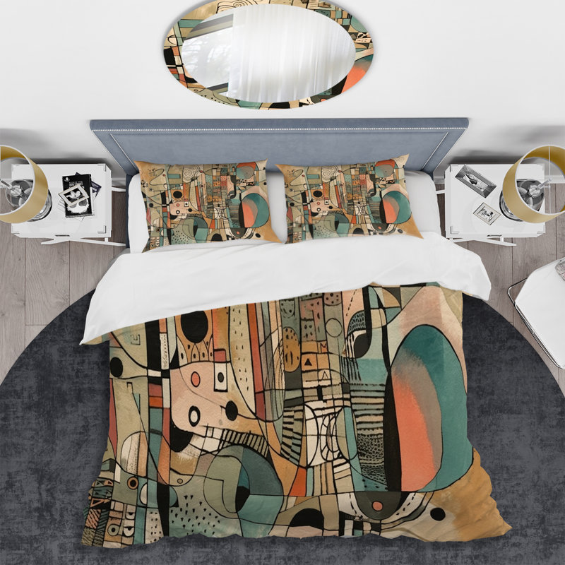 Ensemble de housse de couette en microfibre / polyester Golden Mid Century, Housse de couette pour très grand lit et 2 très