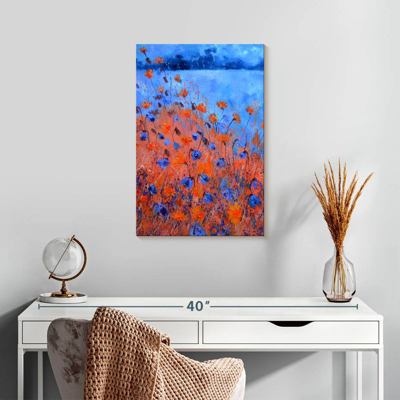 Coquelicots orange et bleus Avery, H 24 po x l 16 po