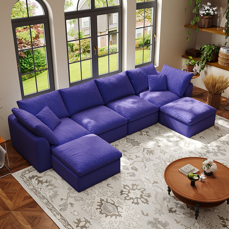 Canapé modulaire surdimensionné en U à 6 places de 137,7 po avec repose-pieds modulaire 6 places avec repose-pieds