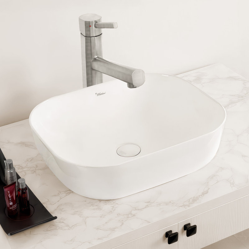Lavabo de comptoir rectangulaire de 18 po de collection Whitehaus, Blanc