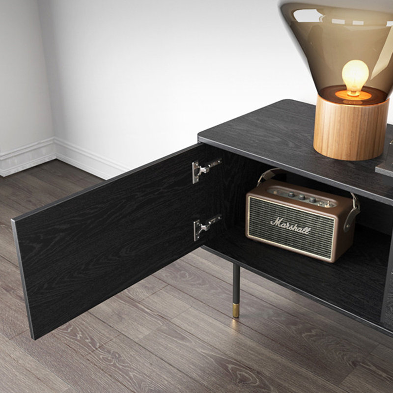 Meuble télé noir de style nordique, 78.74"