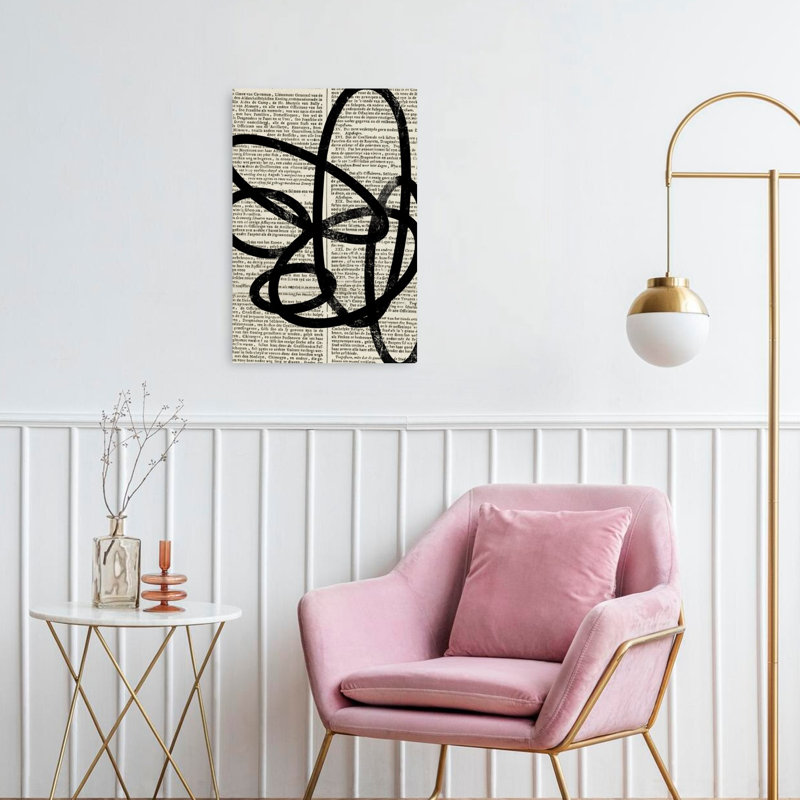 Abstract Text Lines Abstract Modern Wall Art Print 1 Piece Wrapped Canvas Wall Art, 60.96cm H x 40.64cm W