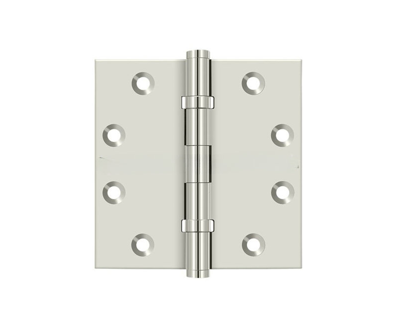 Deltana DSB45B14 charnières carrées 4-1 / 2 "x 4-1 / 2", roulement à billes en nickel poli, Nickel poli