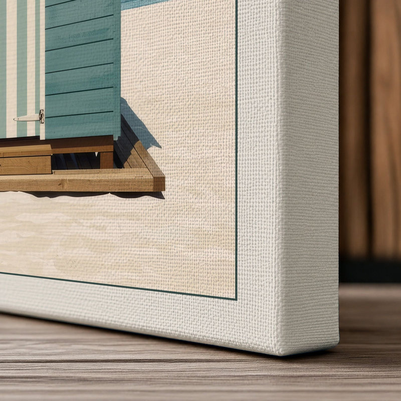Quiet Beach Hut Coastal - Wrapped Canvas, Cream Border, 24x16 - 61.0 x 40.6 cm