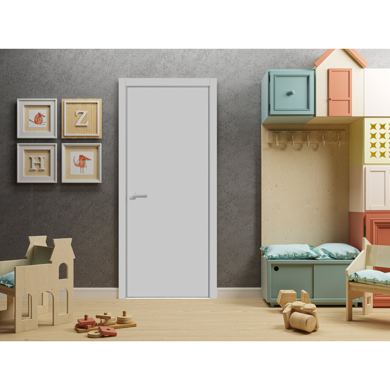 Porte intérieure moderne en bois avec quincaillerie | Planum 0010 | Garnitures à panneau simple | Portes de salle de bain robustes