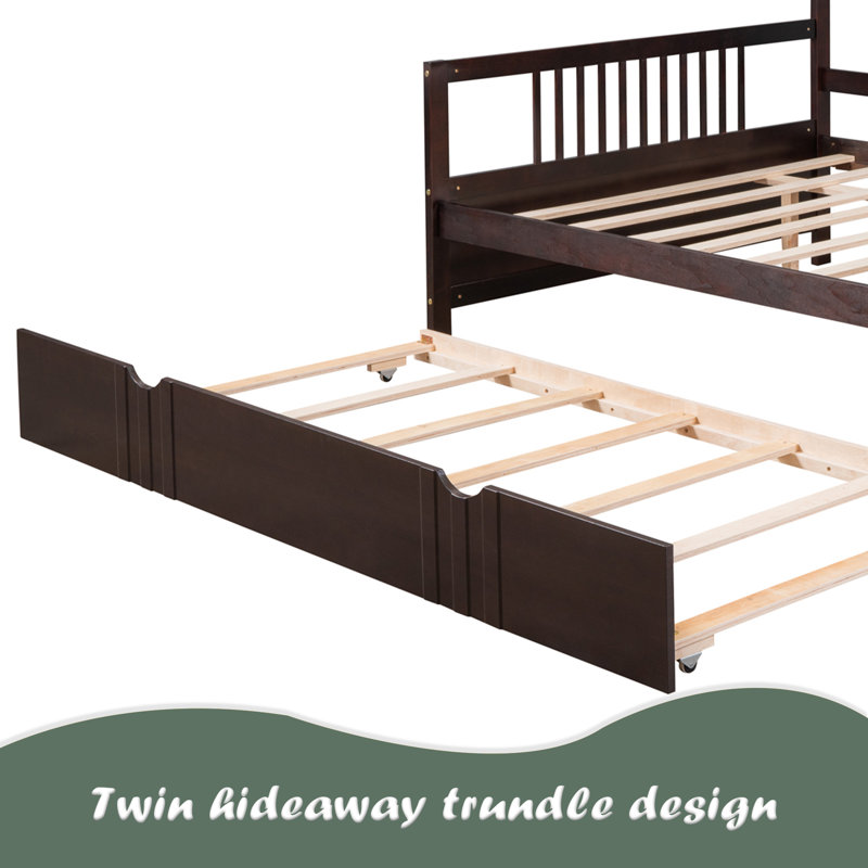 Daybed Wood Bed With Two Drawers, Espresso