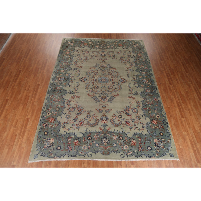 Tapis floral vert 9 x 13
