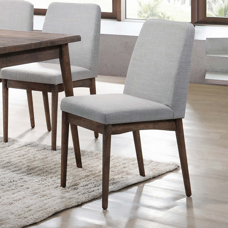 Chaise de salle à manger rembourrée en tissu gris, brun (ensemble de 2)