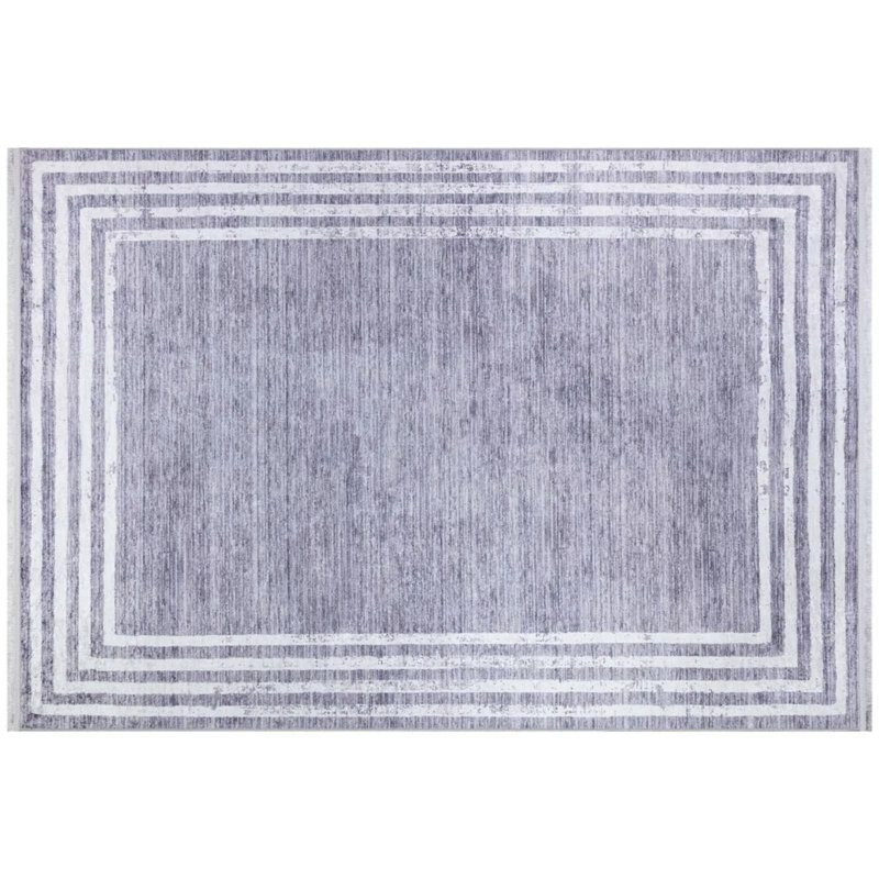 Tapis gris lavable Fredonia, Tapis de couloir 2 pi 7 po x 6 pi 7 po