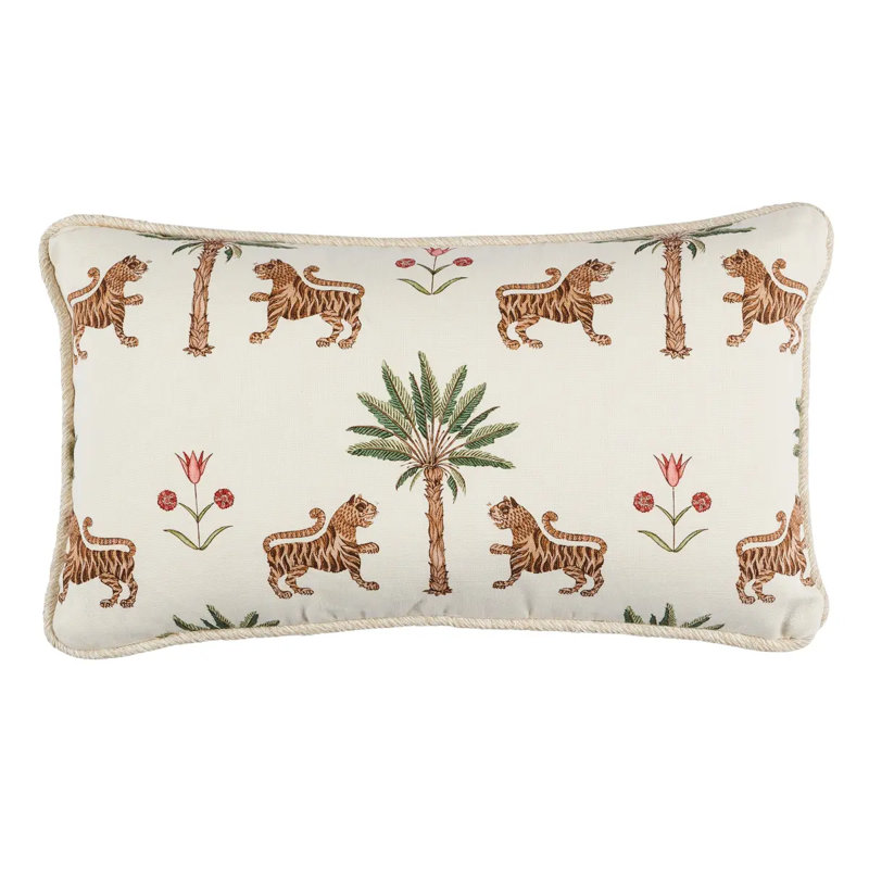 Tiger Floral Cotton Blend Throw Pillow