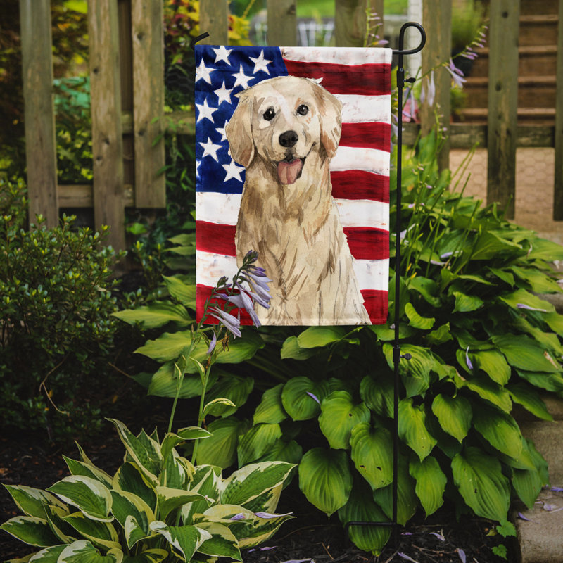 2 côtés en polyester de 2 côtés american drapeau de jardin, Golden retriever
