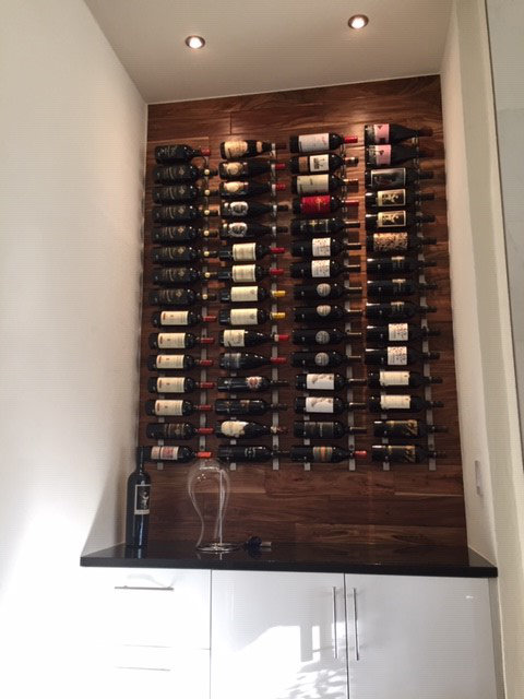15 Bottle Wall Mounted Wine Bottle Rack, Brushed Nickel