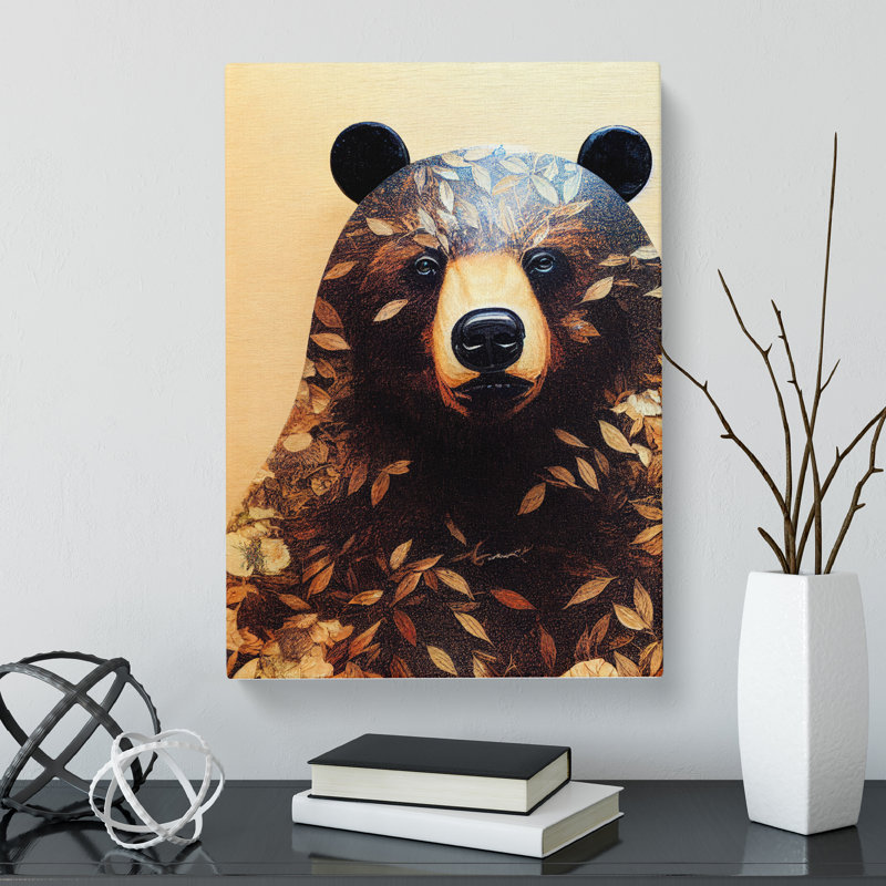 Bear Decoupage - Wrapped Canvas, 50cm H x 35cm W x 3cm D