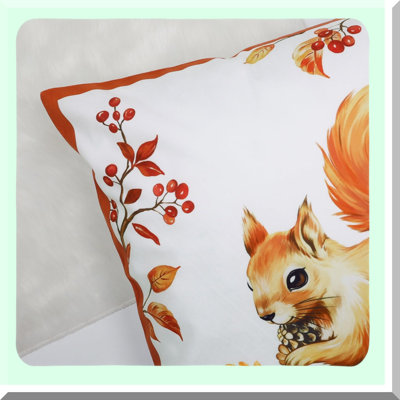 Woodland Creatures Velvet Pillow Covers - Set of 4, Fox Deer Squirrel Owl Leaves Decorative Cushion Cases for Couch Sofa Home Decor