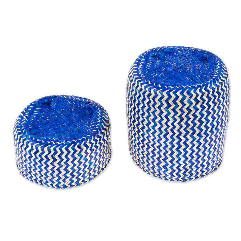 Breakwater Bay Fabric Decorative Basket, 6.75 H x 6 W x 6 D, Blue