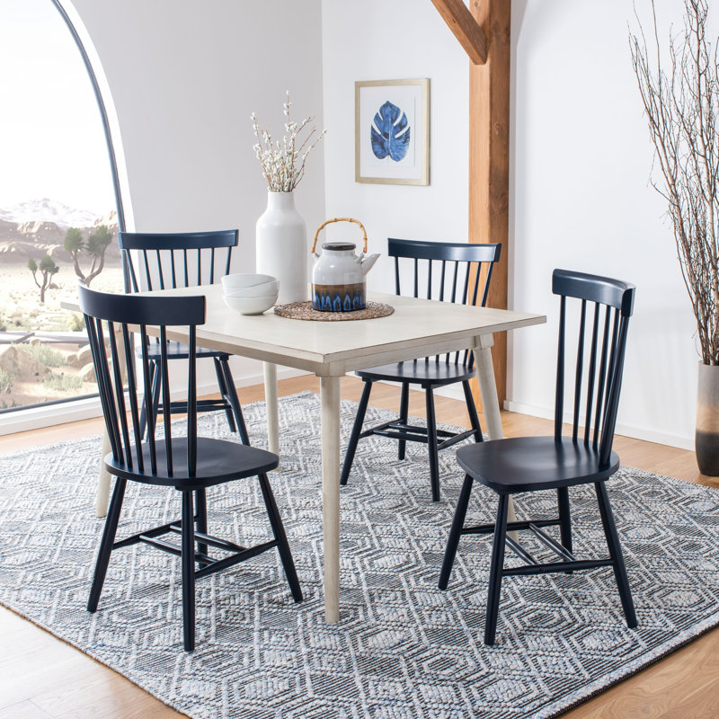 Paulo Solid Wood Slat Dining Chair, Navy