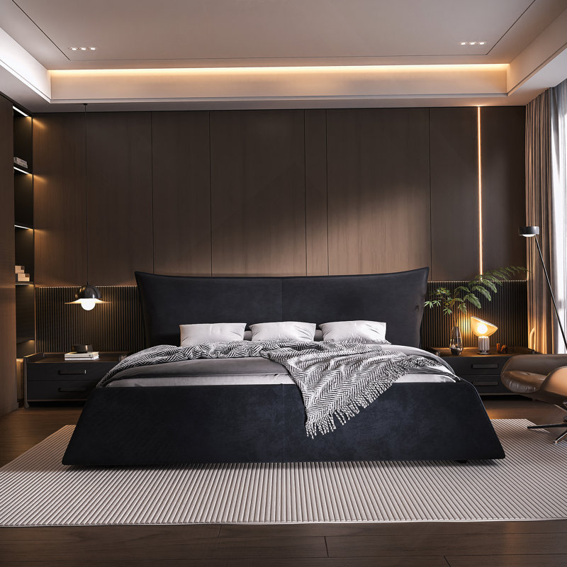 Black King Bed, Black, null